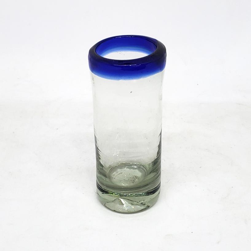 Sale Items / Cobalt Blue Rim 2 oz Tequila Shot Glasses (set of 6) / These shot glasses bordered in cobalt blue are perfect for sipping your favorite tequila or any other liquor.